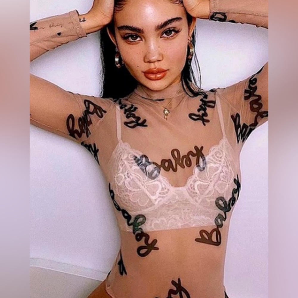 Nude “Baby” Printed Bodysuit
